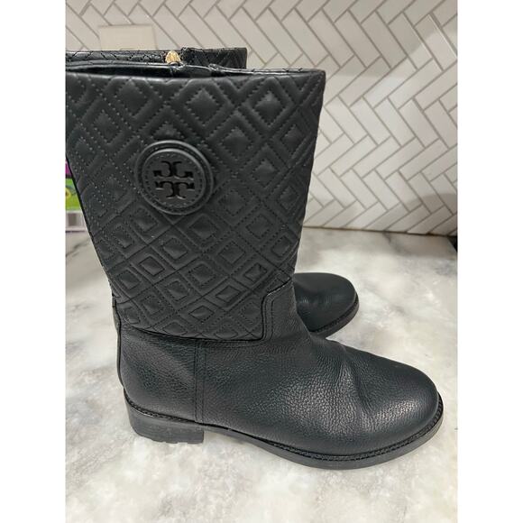 Tory Burch Marion Quilted Short Boots Black Leather Women’s Size 9M - Picture 3 of 9
